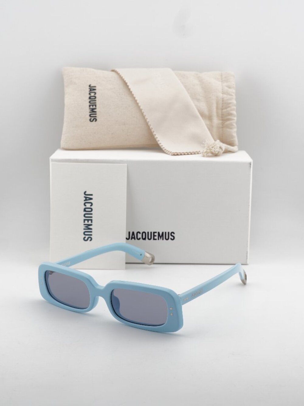 Jacquemus AZZURO JAC/47 C2 Rectangle Sunglasses - Light Blue / Grey